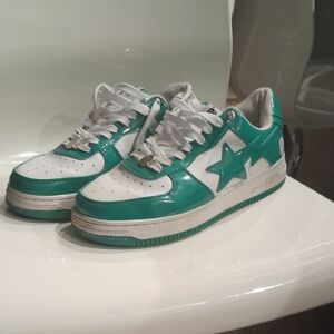 Bape Green and White Sneakers